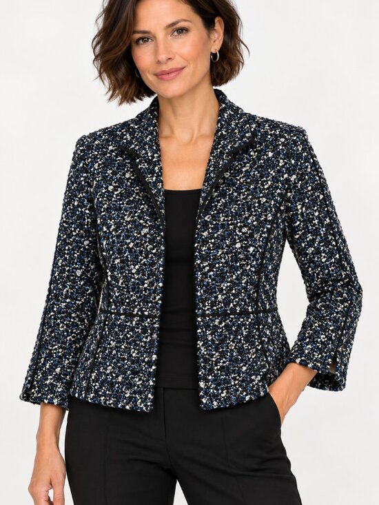 Lafayette 148 New York Jackets & Blazers - Lafayette 148 New York 3/4 Sleeve Jacket in Black, Blue Boucle, Size 6